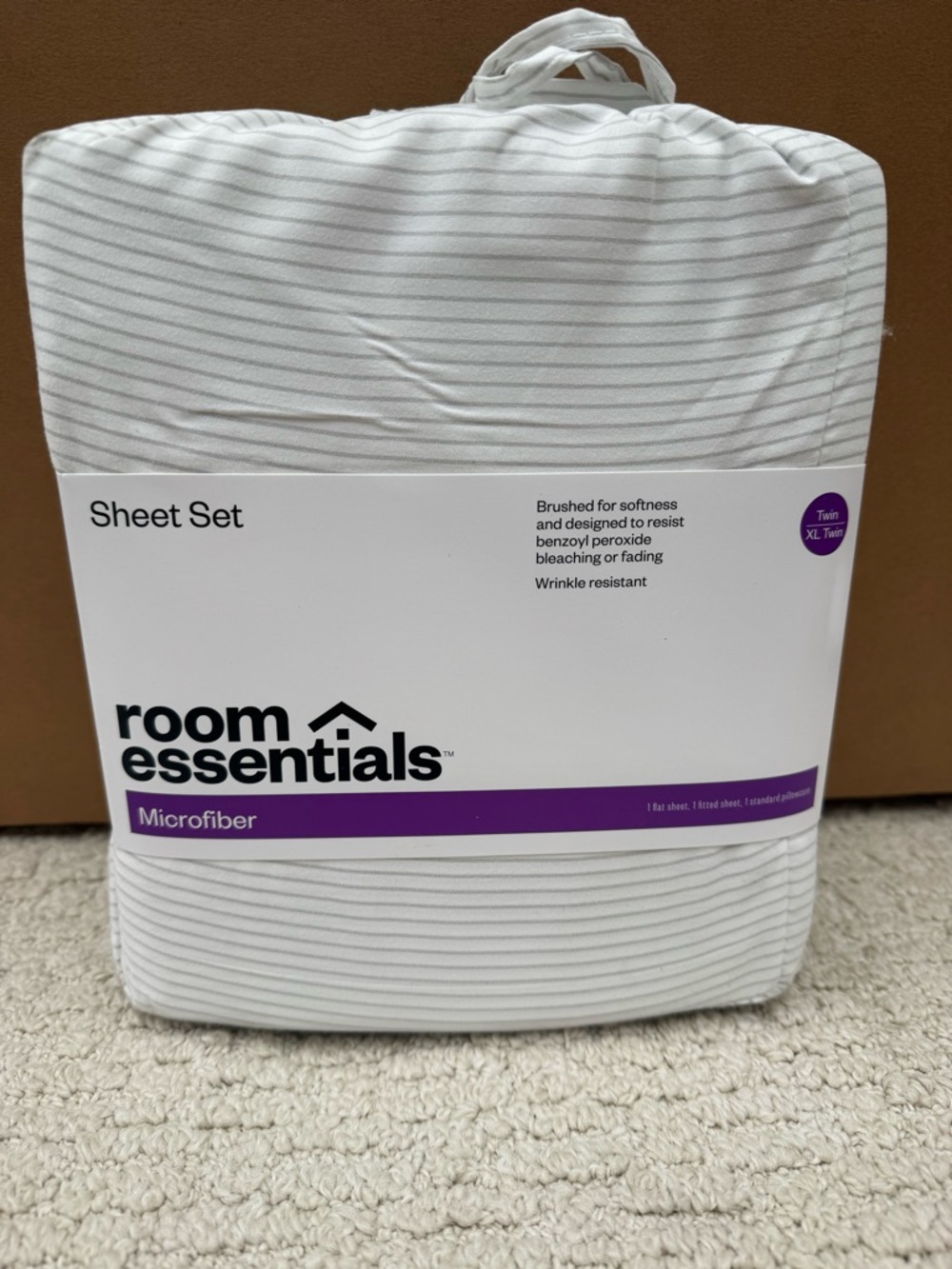 Room Essentials White Striped Microfiber Sheet Set